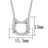 Rhodium Brass Necklace with AAA Grade CZ  in Clear
