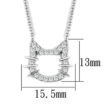 Rhodium Brass Necklace with AAA Grade CZ  in Clear