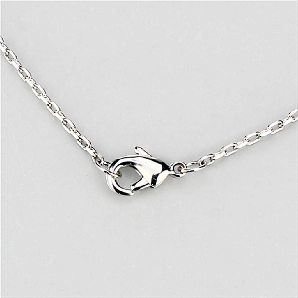 Rhodium Brass Necklace with AAA Grade CZ  in Clear