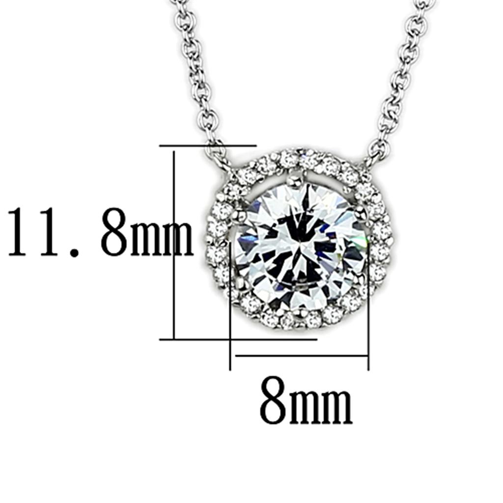 Rhodium Brass Necklace with AAA Grade CZ  in Clear