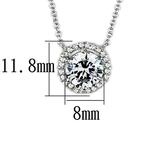 Rhodium Brass Necklace with AAA Grade CZ  in Clear