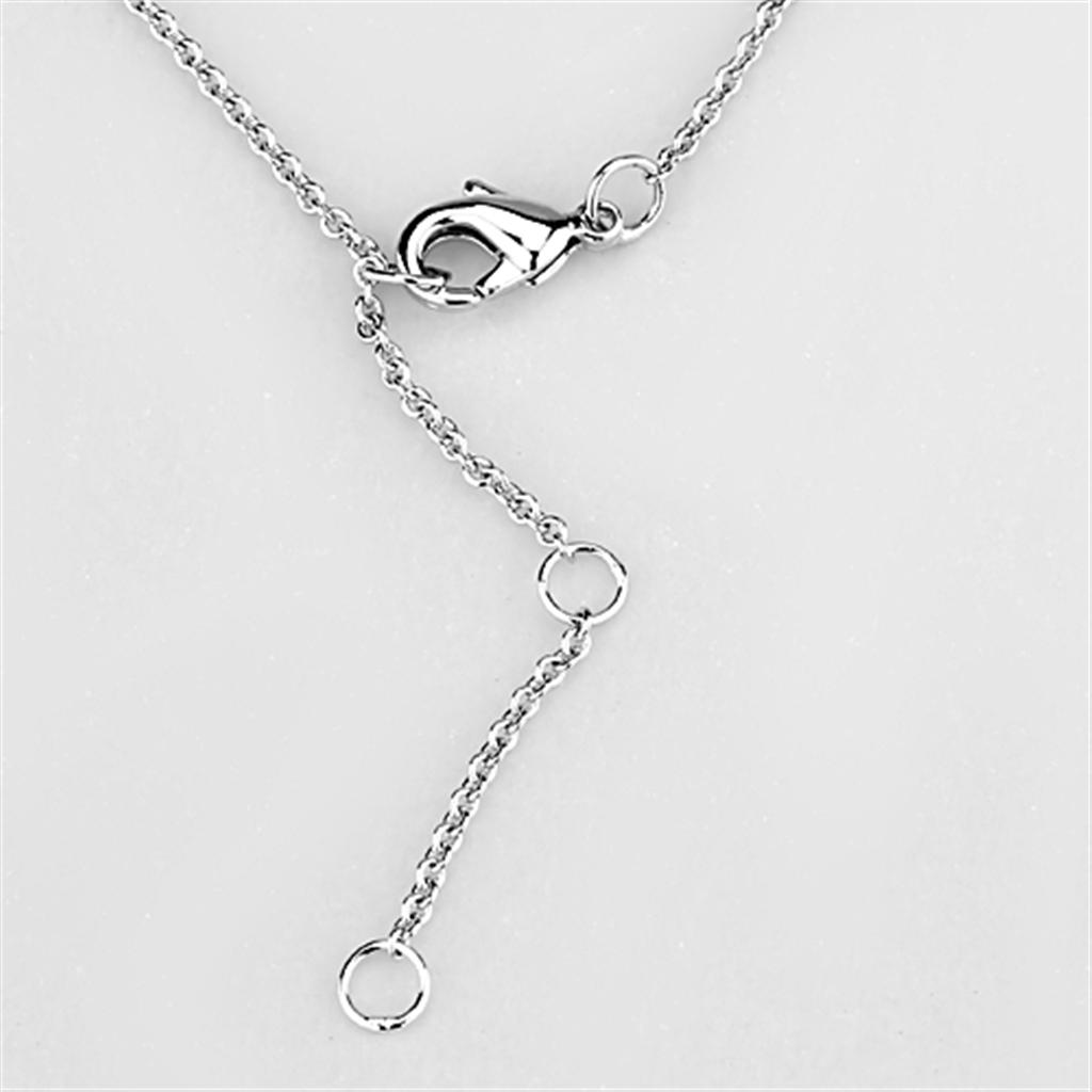 Rhodium Brass Necklace with AAA Grade CZ  in Clear