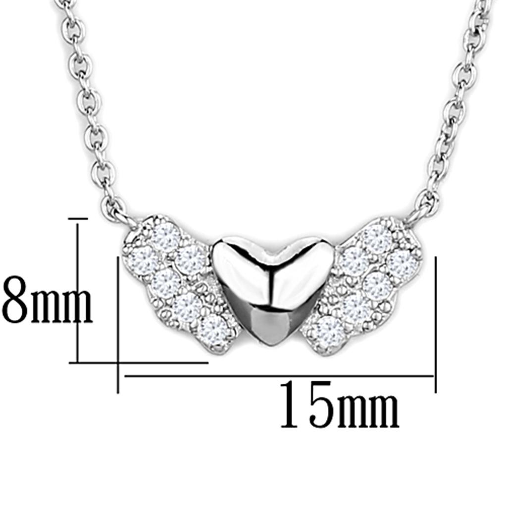 Rhodium Brass Necklace with AAA Grade CZ  in Clear