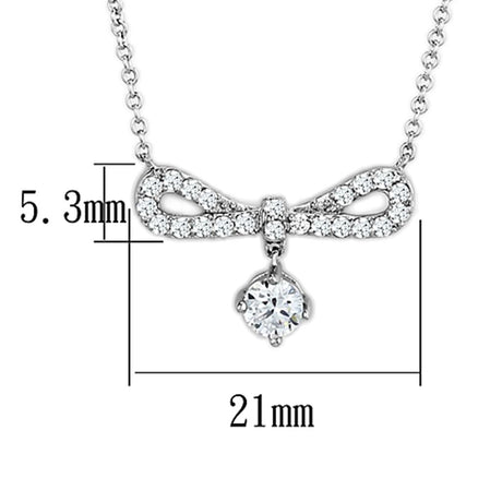 Rhodium Brass Necklace with AAA Grade CZ  in Clear