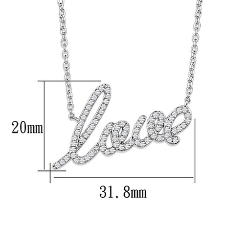 Rhodium Brass Necklace with AAA Grade CZ  in Clear
