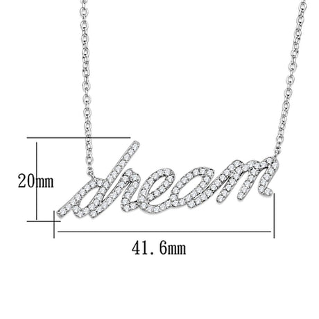 Rhodium Brass Necklace with AAA Grade CZ  in Clear