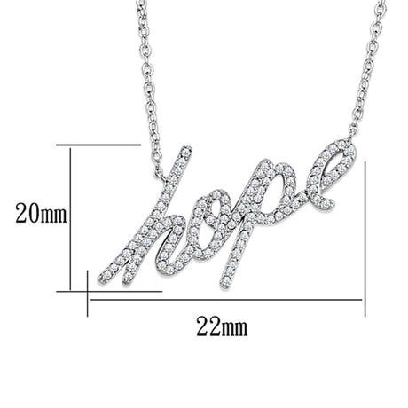 Rhodium Brass Necklace with AAA Grade CZ  in Clear