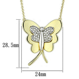 Gold+Rhodium Brass Necklace with AAA Grade CZ  in Clear