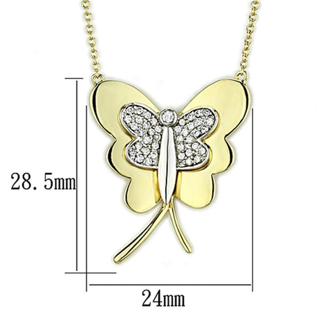 Gold+Rhodium Brass Necklace with AAA Grade CZ  in Clear