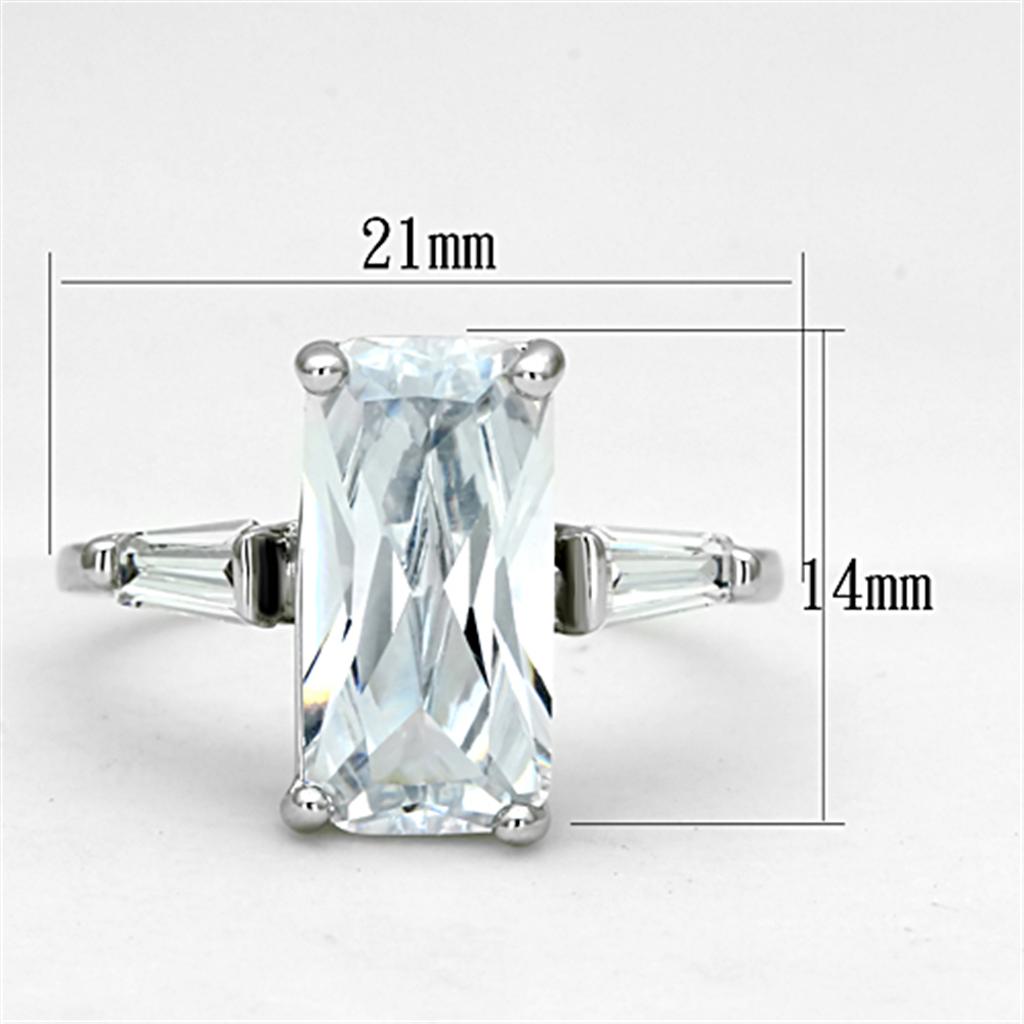 Rhodium Brass Ring with AAA Grade CZ  in Clear