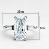 Rhodium Brass Ring with AAA Grade CZ  in Clear