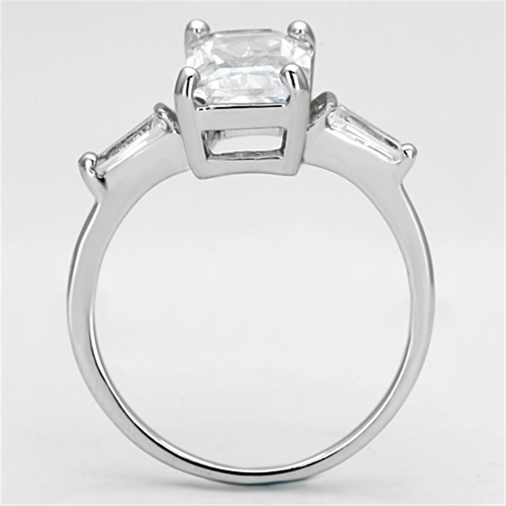 Rhodium Brass Ring with AAA Grade CZ  in Clear