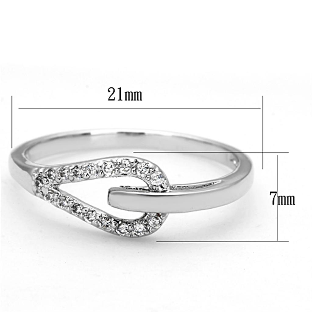 Rhodium Brass Ring with AAA Grade CZ  in Clear
