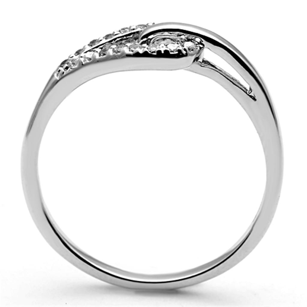 Rhodium Brass Ring with AAA Grade CZ  in Clear