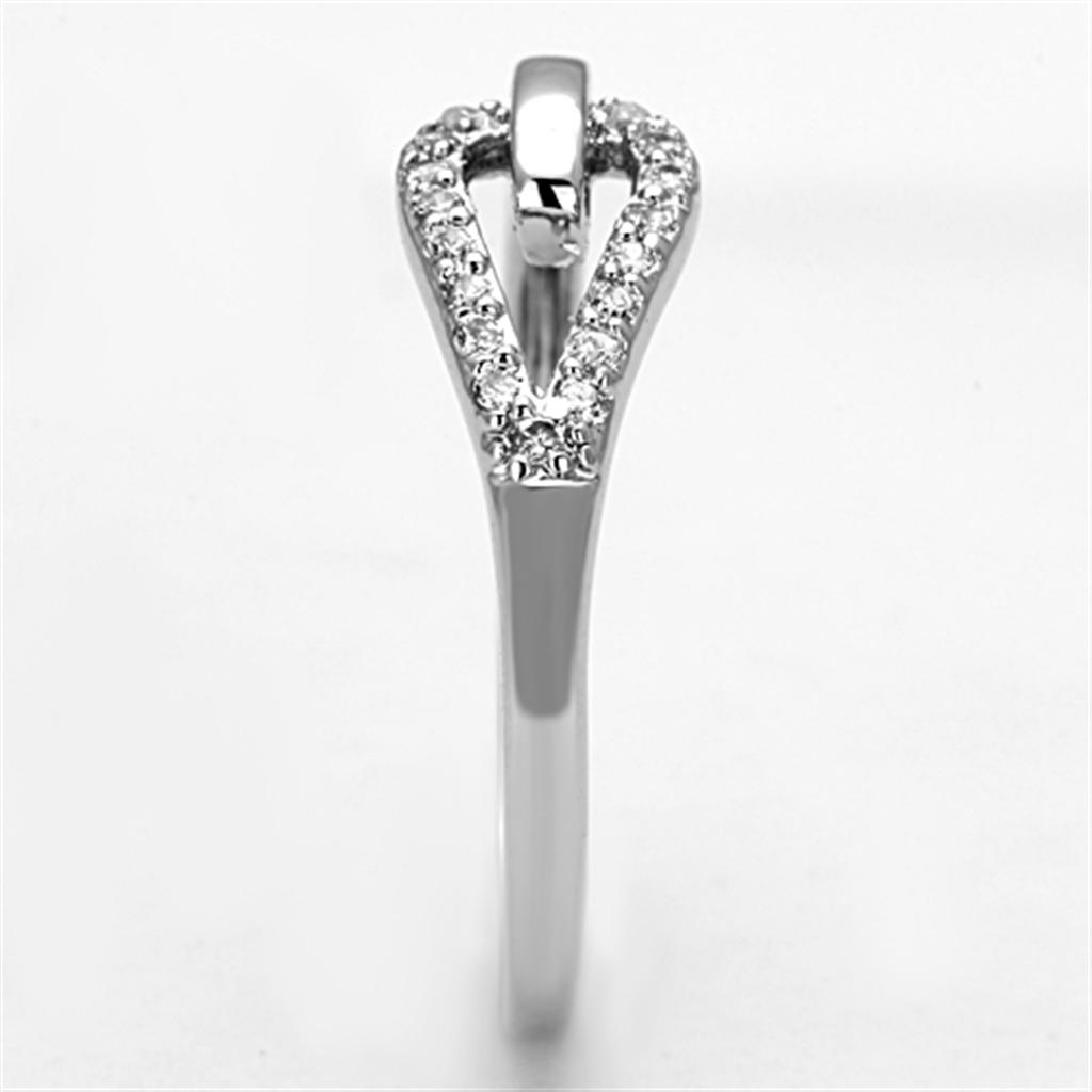 Rhodium Brass Ring with AAA Grade CZ  in Clear