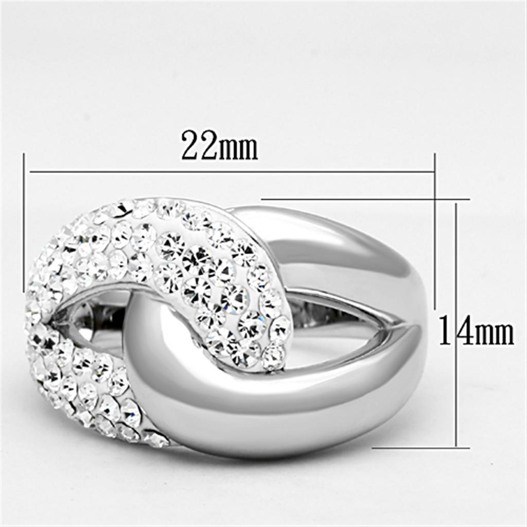 Rhodium Brass Ring with Top Grade Crystal  in Clear