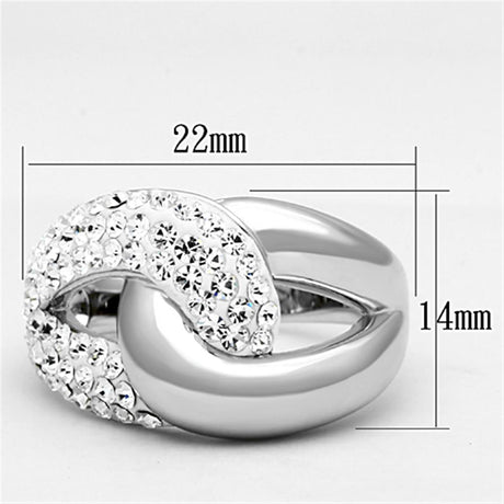 Rhodium Brass Ring with Top Grade Crystal  in Clear