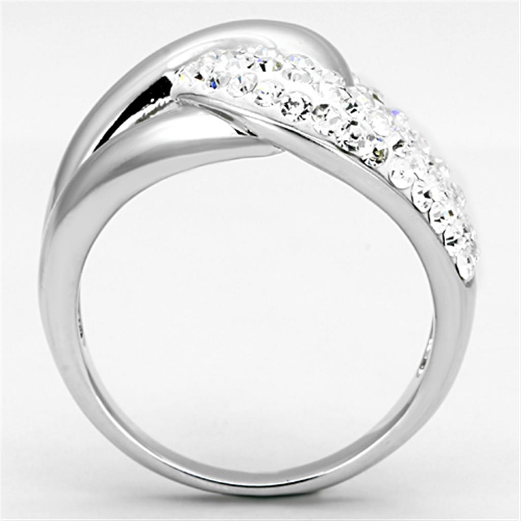 Rhodium Brass Ring with Top Grade Crystal  in Clear
