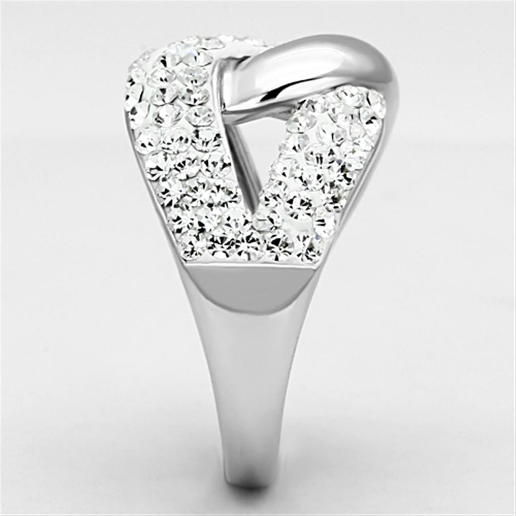 Rhodium Brass Ring with Top Grade Crystal  in Clear