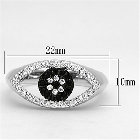Rhodium + Ruthenium Brass Ring with AAA Grade CZ  in Black Diamond