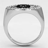 Rhodium + Ruthenium Brass Ring with AAA Grade CZ  in Black Diamond