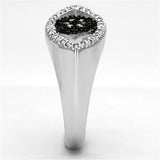 Rhodium + Ruthenium Brass Ring with AAA Grade CZ  in Black Diamond