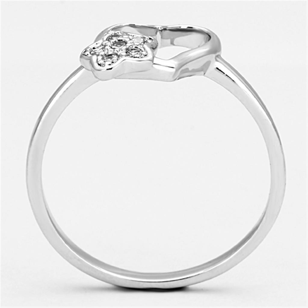 Rhodium Brass Ring with AAA Grade CZ  in Clear