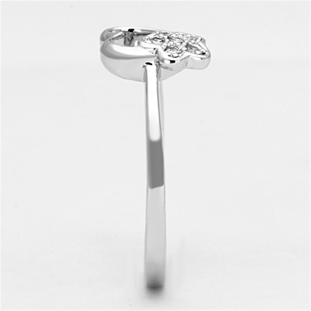 Rhodium Brass Ring with AAA Grade CZ  in Clear