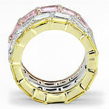 Tricolor Brass Ring with AAA Grade CZ  in Multi Color
