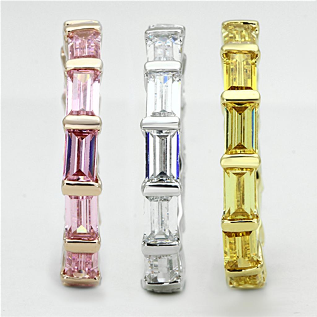 Tricolor Brass Ring with AAA Grade CZ  in Multi Color