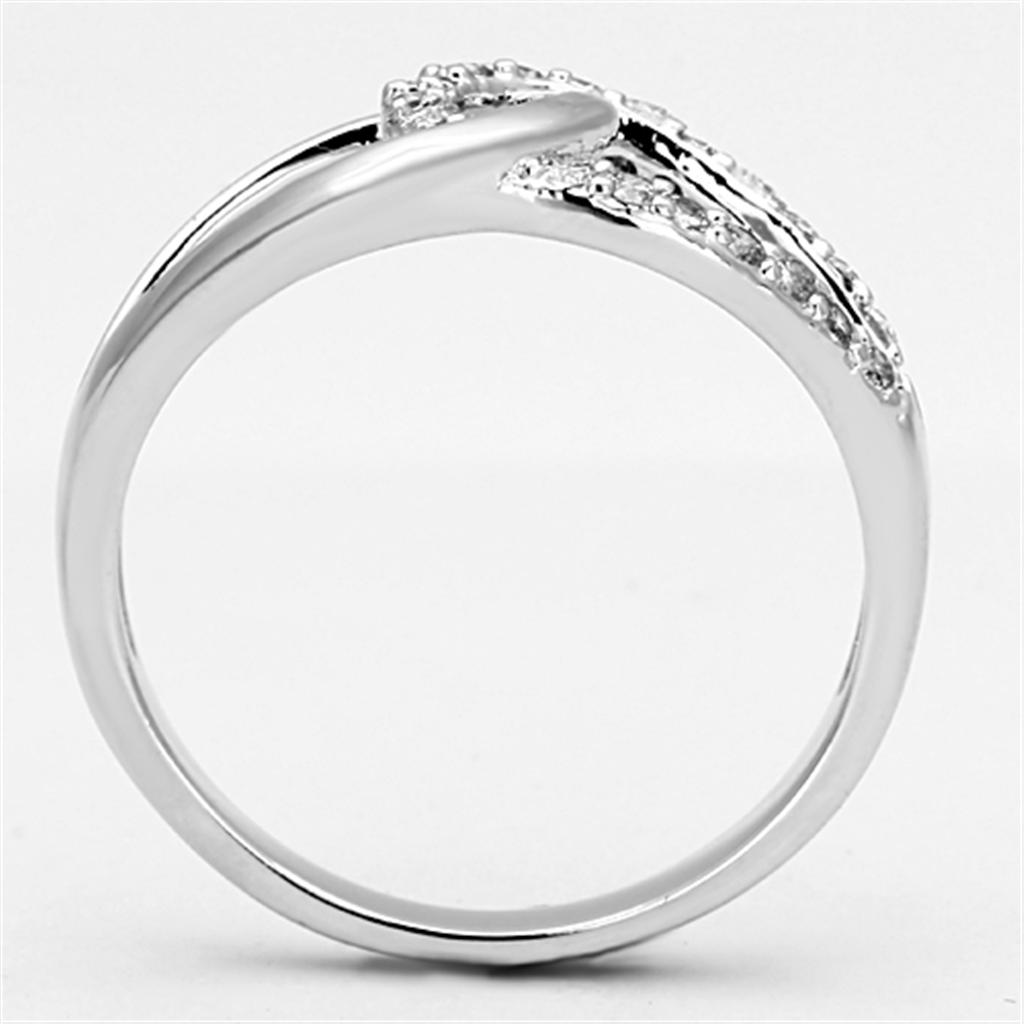 Rhodium Brass Ring with AAA Grade CZ  in Clear