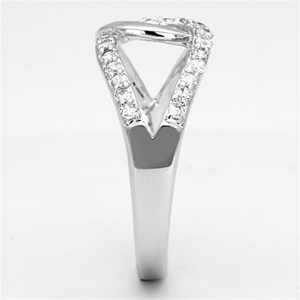 Rhodium Brass Ring with AAA Grade CZ  in Clear