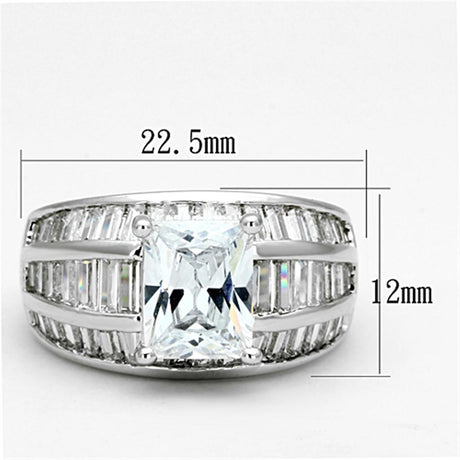 Rhodium Brass Ring with AAA Grade CZ  in Clear