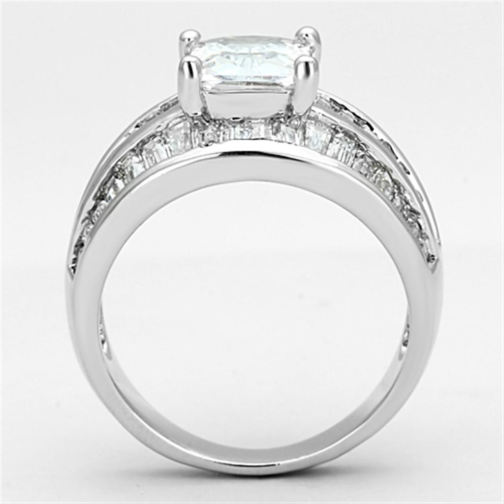 Rhodium Brass Ring with AAA Grade CZ  in Clear