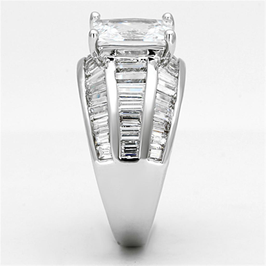 Rhodium Brass Ring with AAA Grade CZ  in Clear