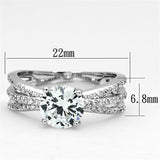 Rhodium Brass Ring with AAA Grade CZ  in Clear