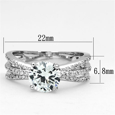 Rhodium Brass Ring with AAA Grade CZ  in Clear