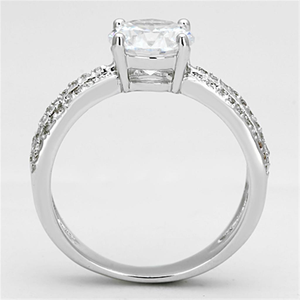 Rhodium Brass Ring with AAA Grade CZ  in Clear