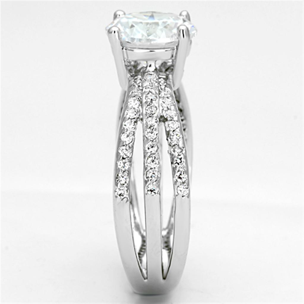 Rhodium Brass Ring with AAA Grade CZ  in Clear