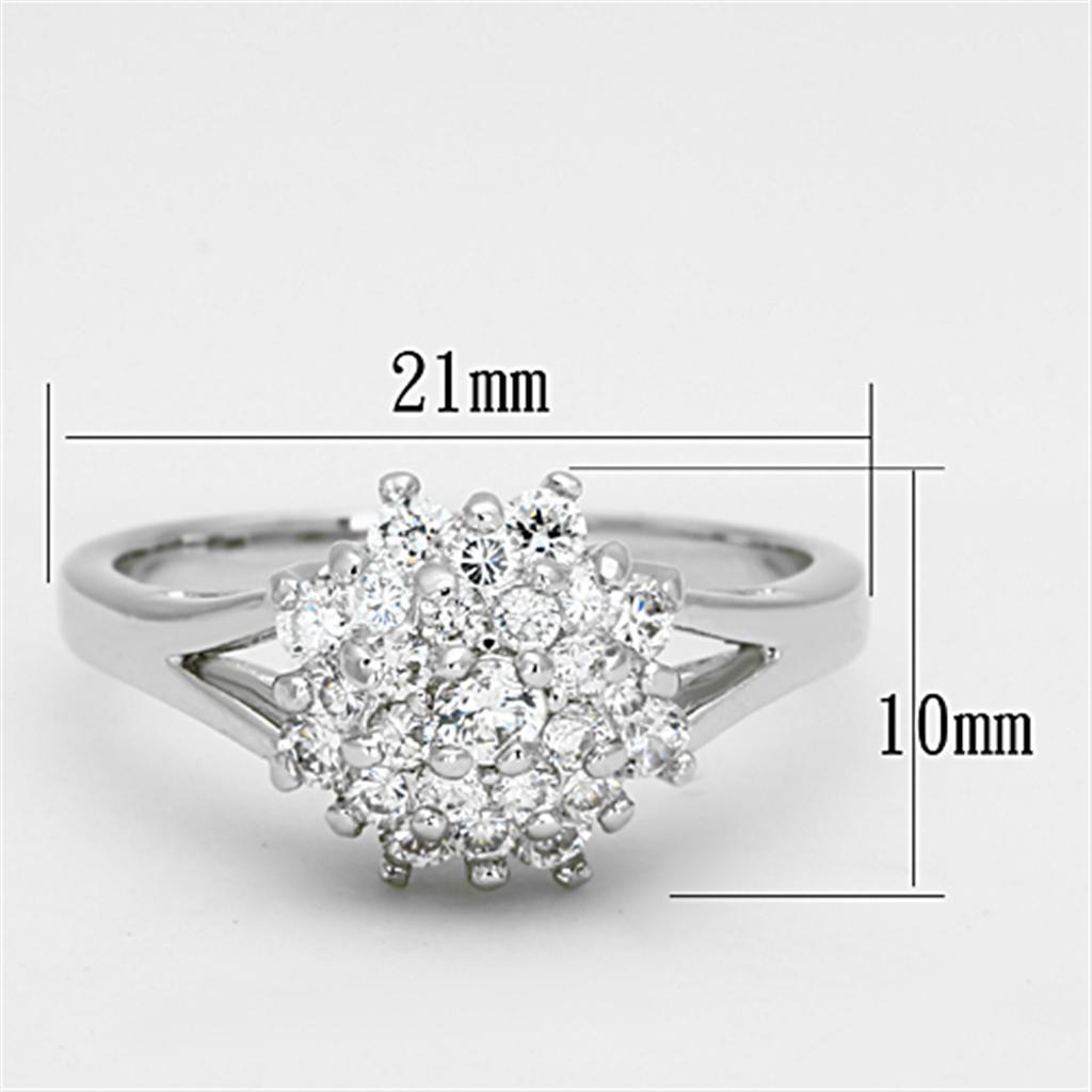 Rhodium Brass Ring with AAA Grade CZ  in Clear