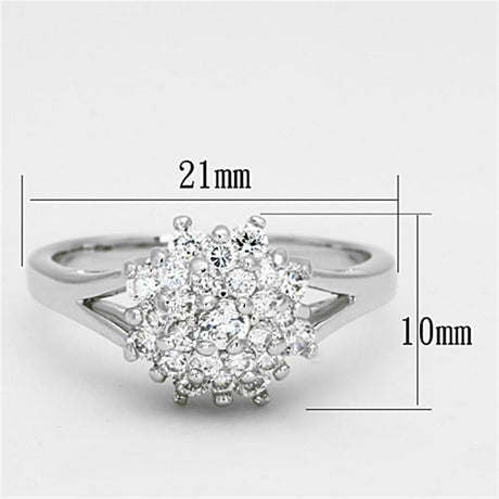 Rhodium Brass Ring with AAA Grade CZ  in Clear