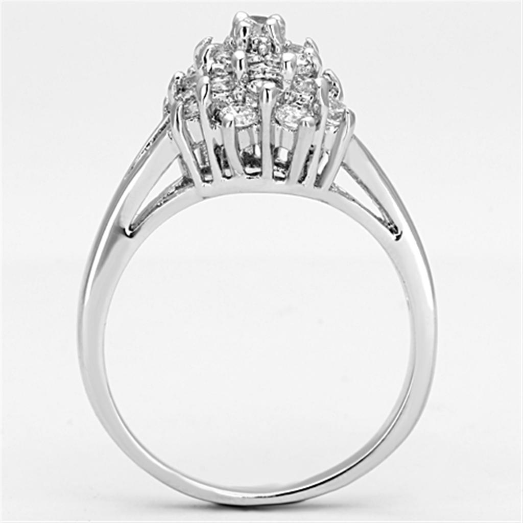 Rhodium Brass Ring with AAA Grade CZ  in Clear