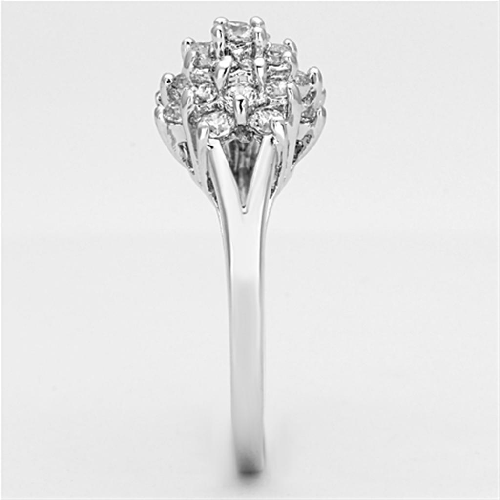Rhodium Brass Ring with AAA Grade CZ  in Clear