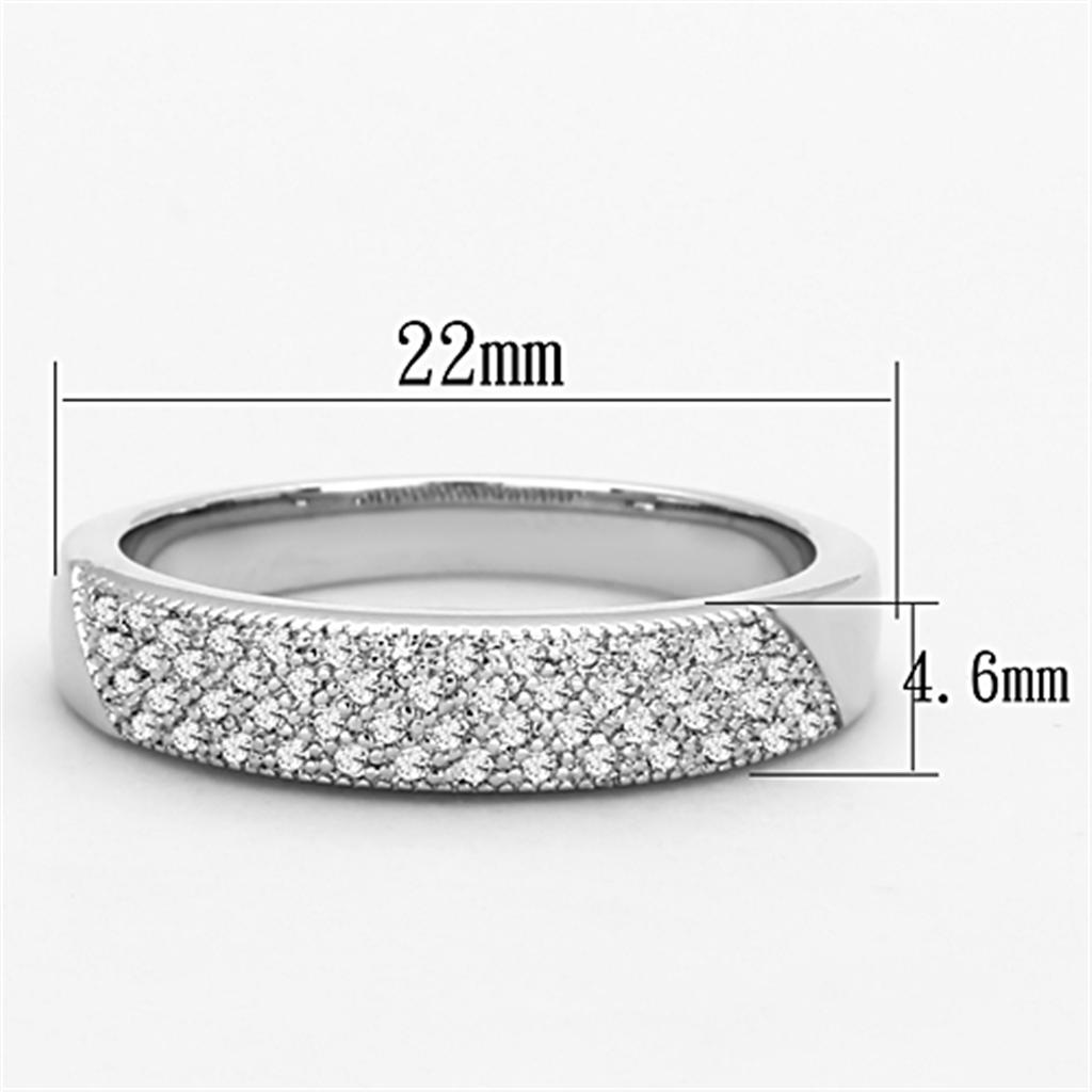 Rhodium Brass Ring with AAA Grade CZ  in Clear