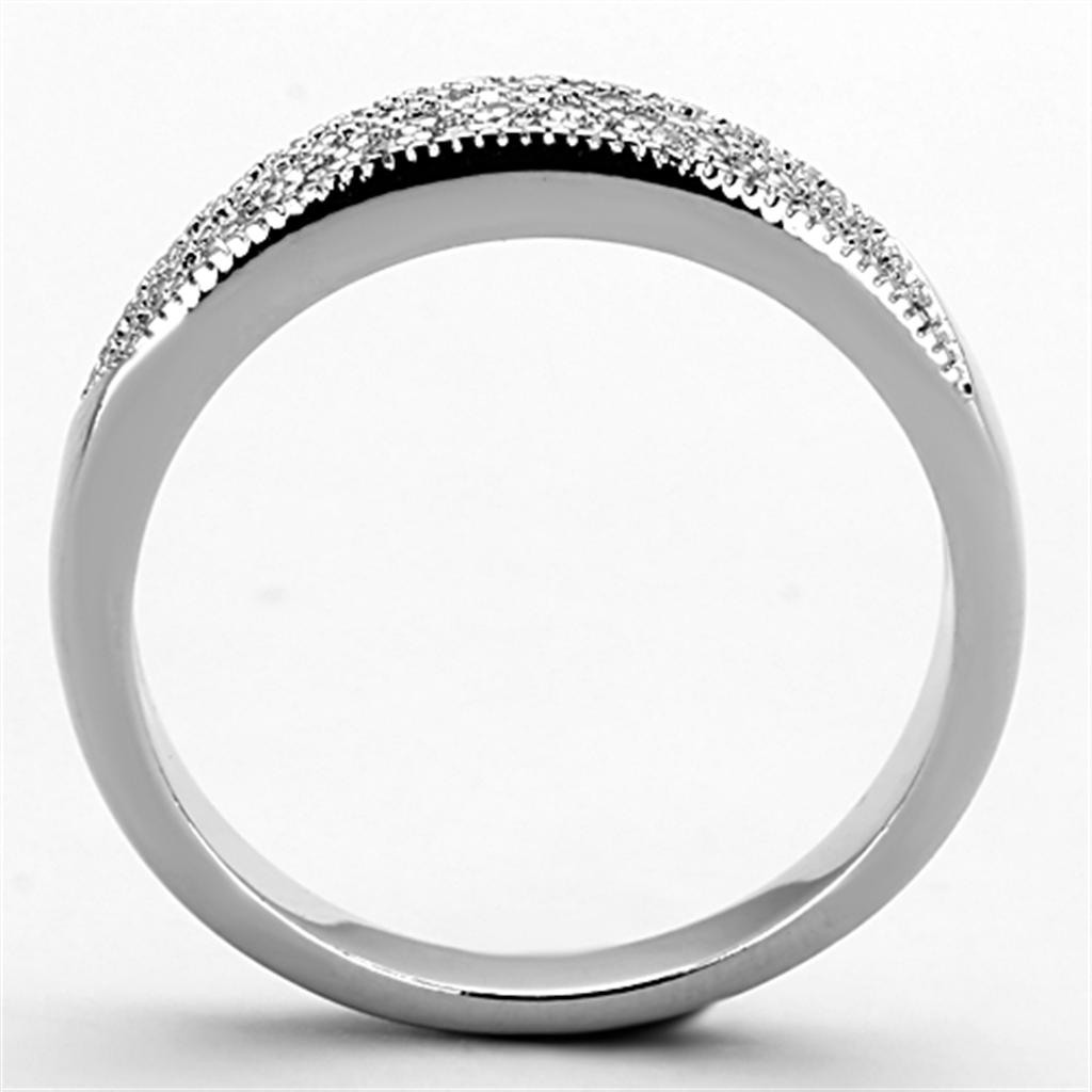 Rhodium Brass Ring with AAA Grade CZ  in Clear