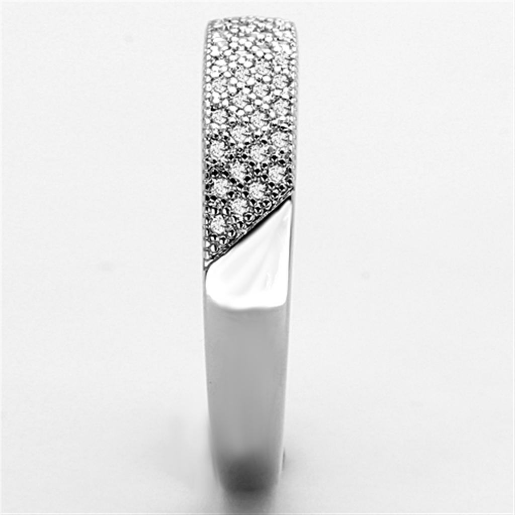 Rhodium Brass Ring with AAA Grade CZ  in Clear