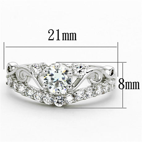Rhodium Brass Ring with Top Grade Crystal  in Clear