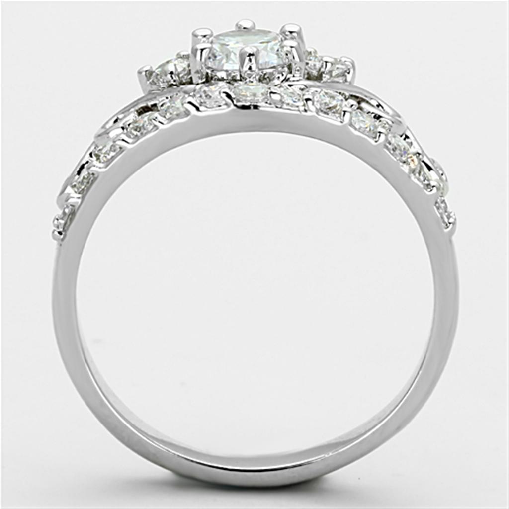 Rhodium Brass Ring with Top Grade Crystal  in Clear
