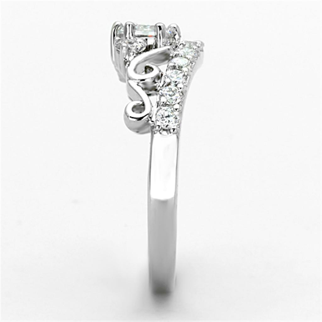 Rhodium Brass Ring with Top Grade Crystal  in Clear