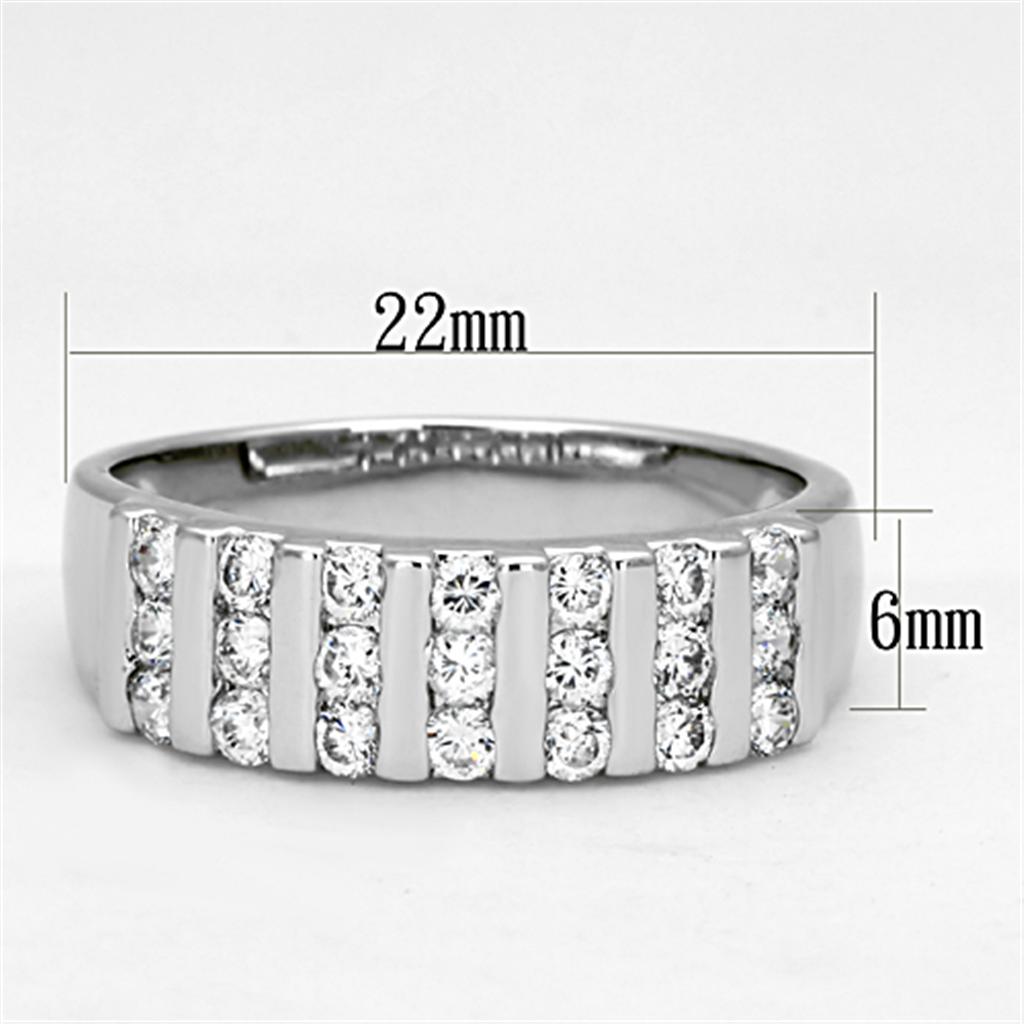 Rhodium Brass Ring with AAA Grade CZ  in Clear